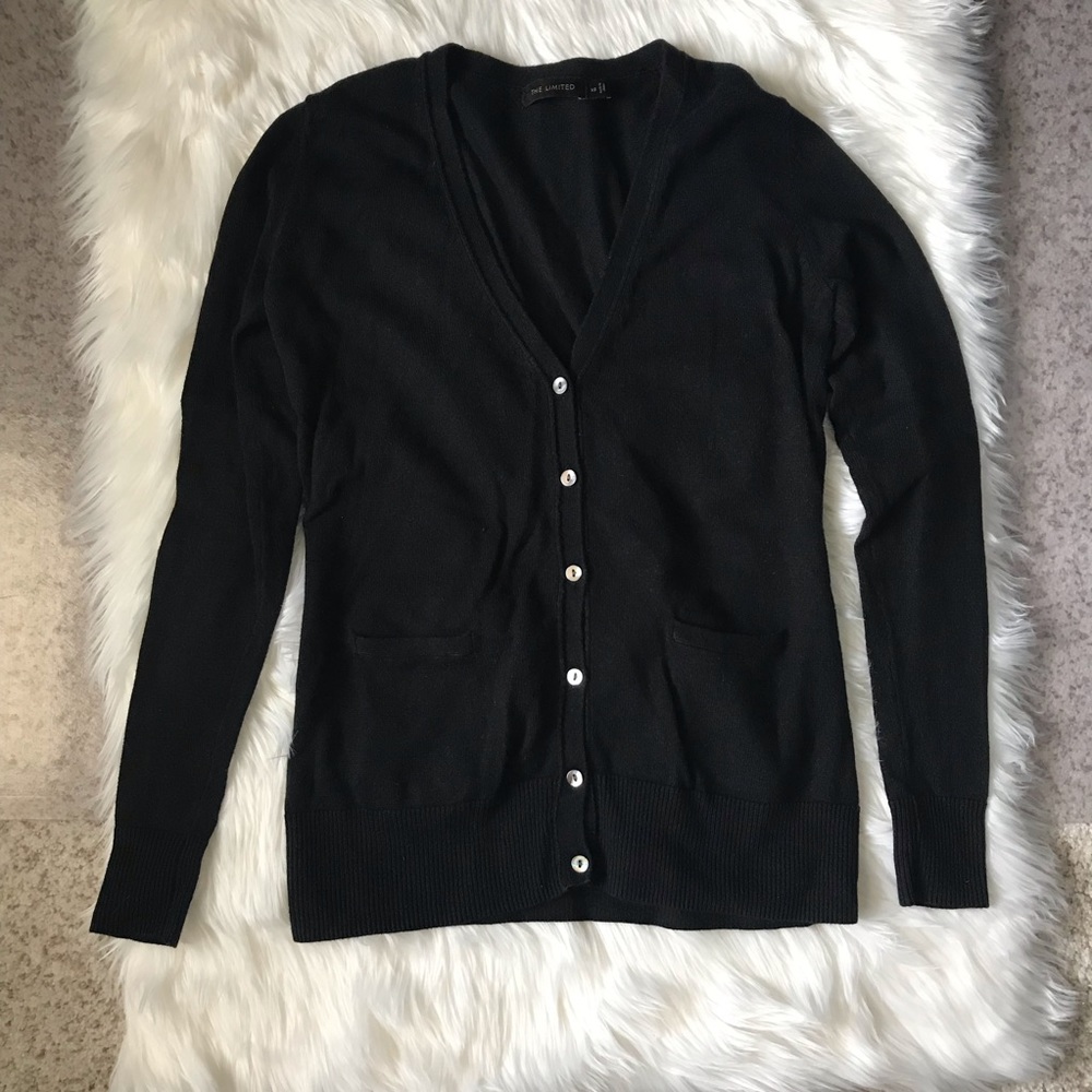 Black Cashmere Botton-Down Cardigan